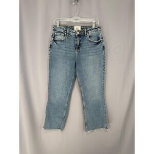 BDG Kylie Kick Flare Jeans Womens 28 Blue Mid Rise Cropped Raw Hem Crop Denim